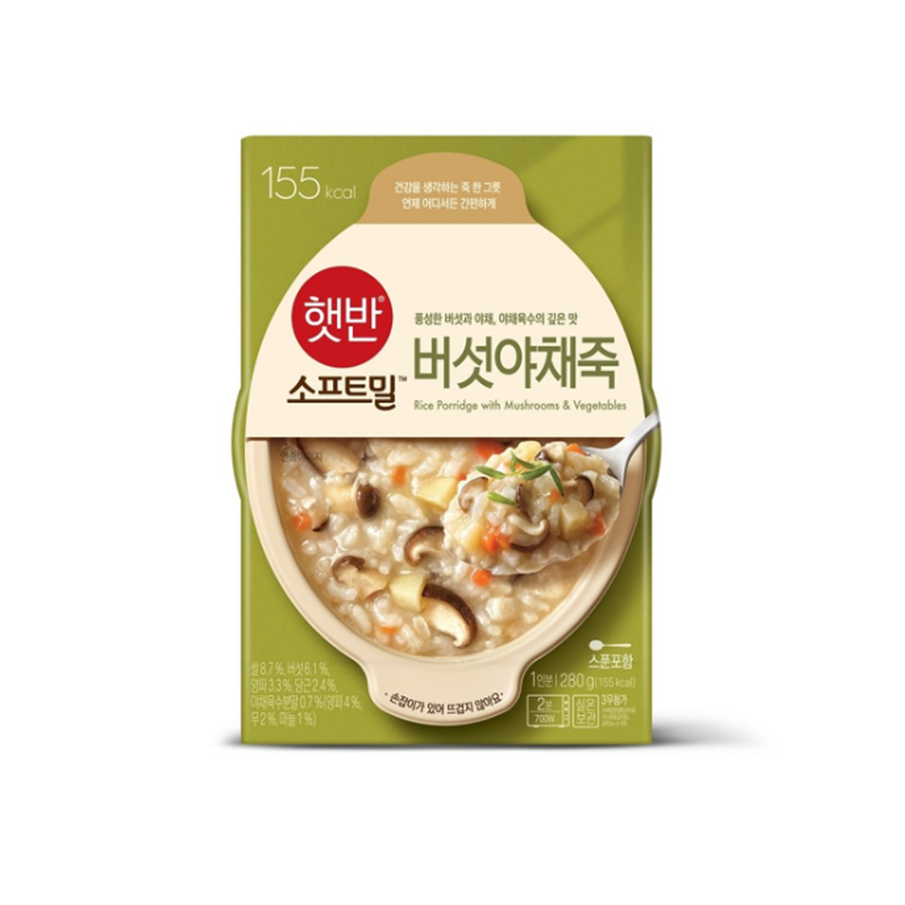 CJ 햇반소프트밀 버섯야채죽 용기 280g/간편식/즉석죽