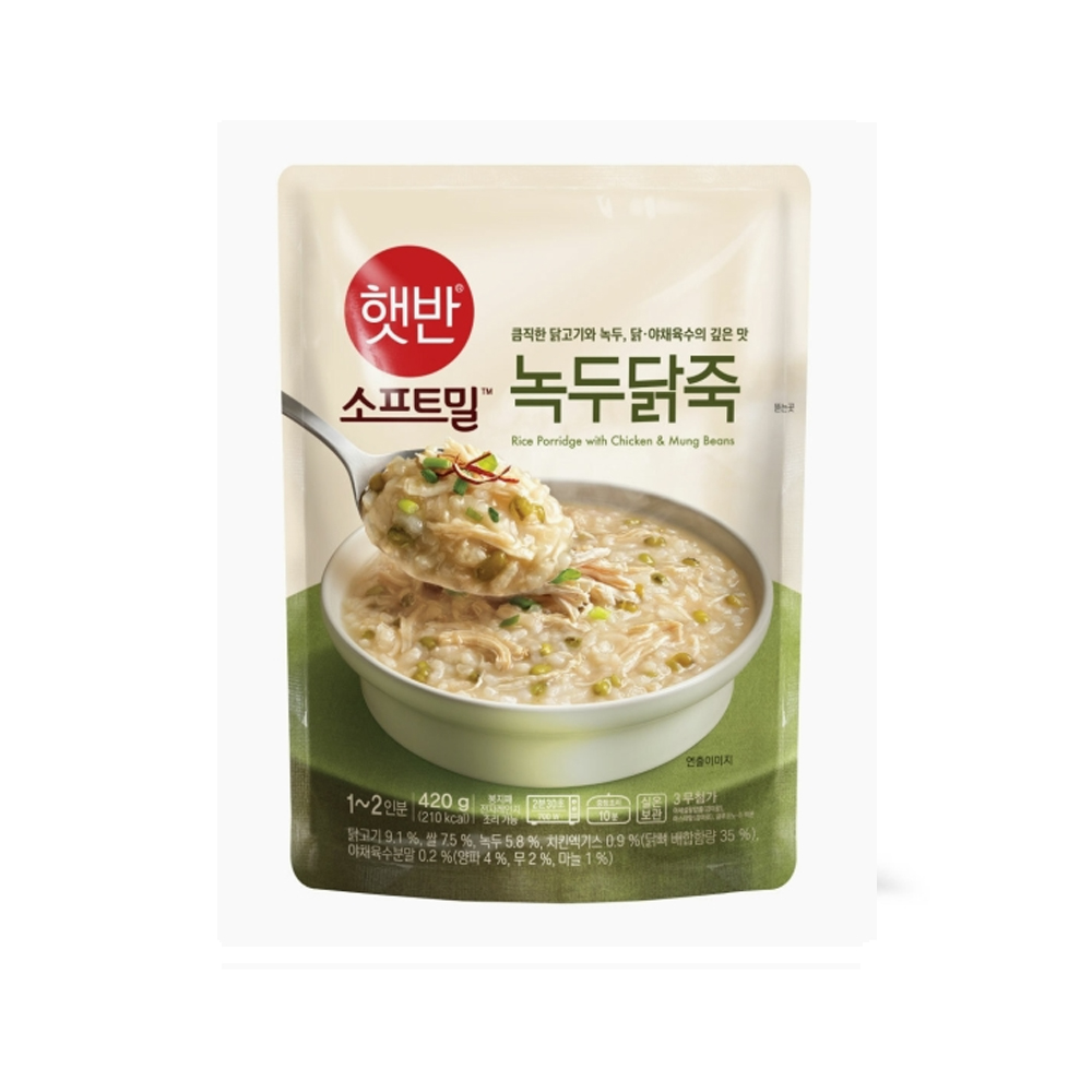 CJ 햇반소프트밀 녹두닭죽 파우치 420g/간편식/즉석죽