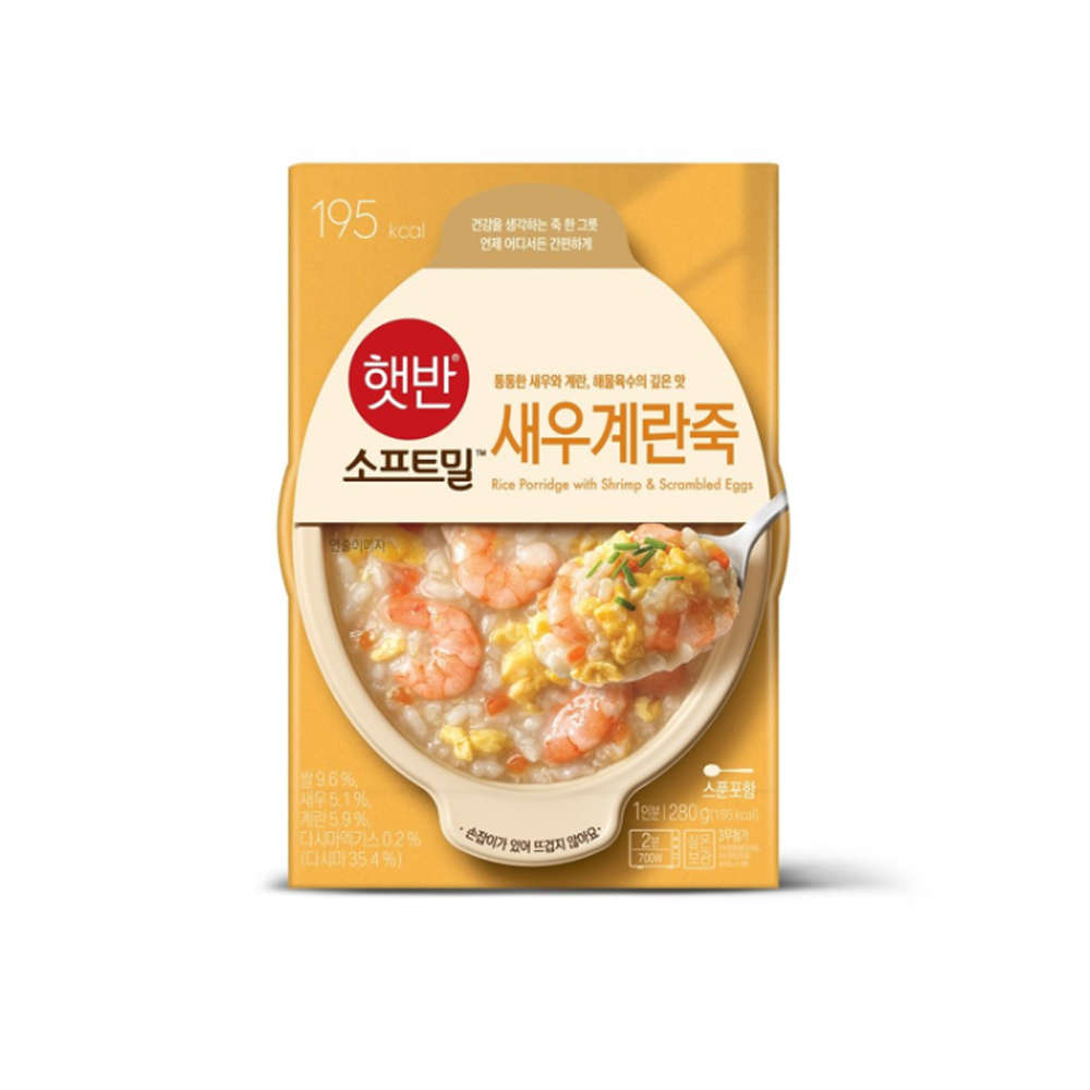 CJ 햇반소프트밀 새우계란죽 용기 280g/간편식/즉석죽