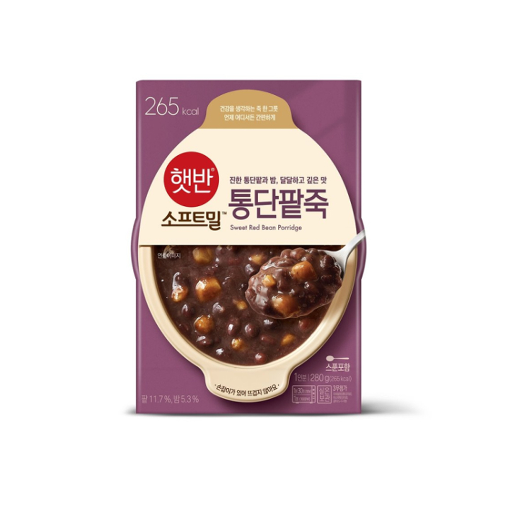 CJ 햇반소프트밀 통단팥죽 용기 280g/간편식/즉석죽